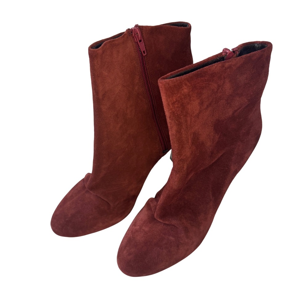 Free People Burgundy‎ Suede Pointed Toe Stiletto Ankle Boots EU 38 US Size 7.5